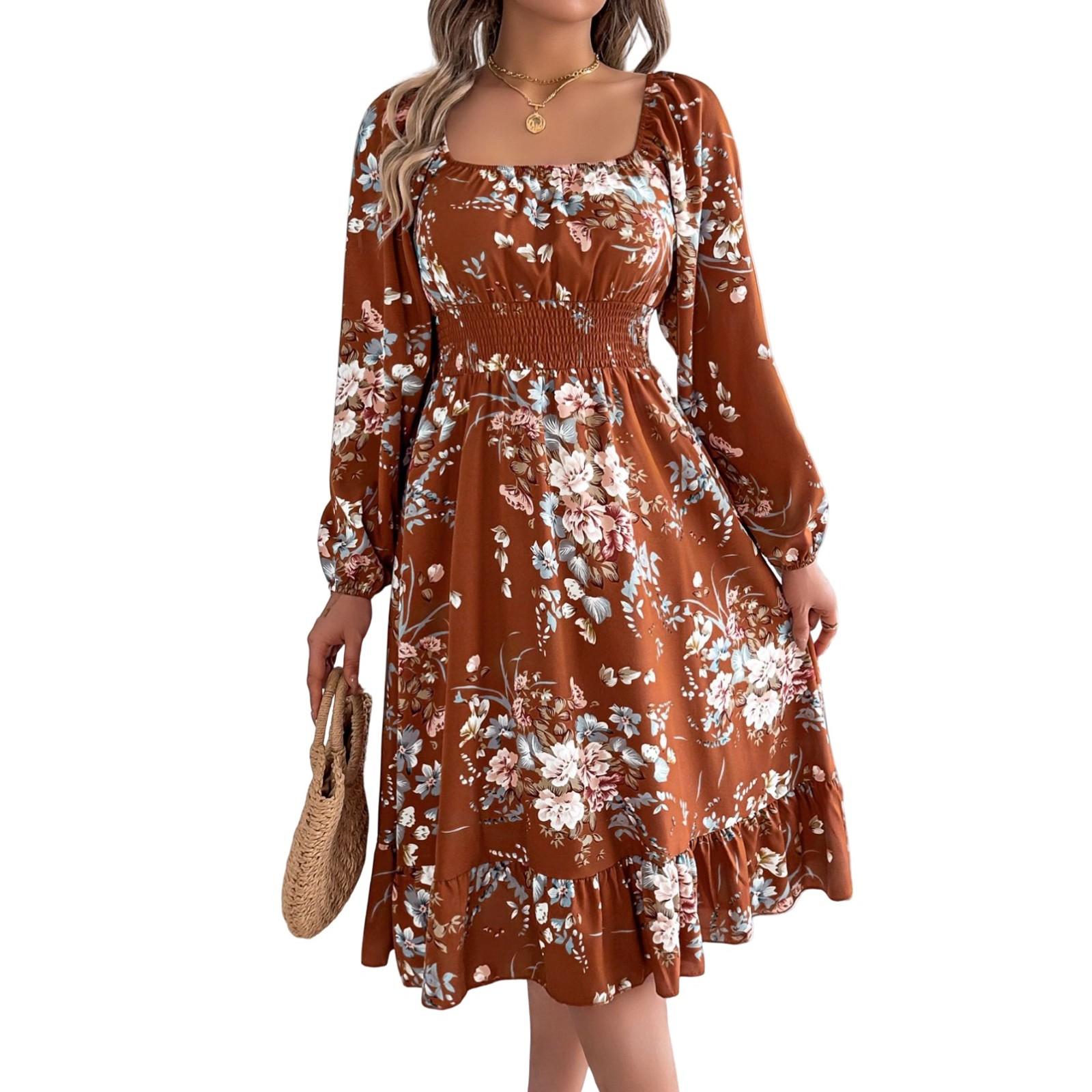 Женская модная юбка А-силуэта с цветочным принтом, квадратным вырезом и длинными рукавами S коричневый
Женская модная юбка А-силуэта с цветочным принтом, квадратным вырезом и длинными рукавами S коричневый