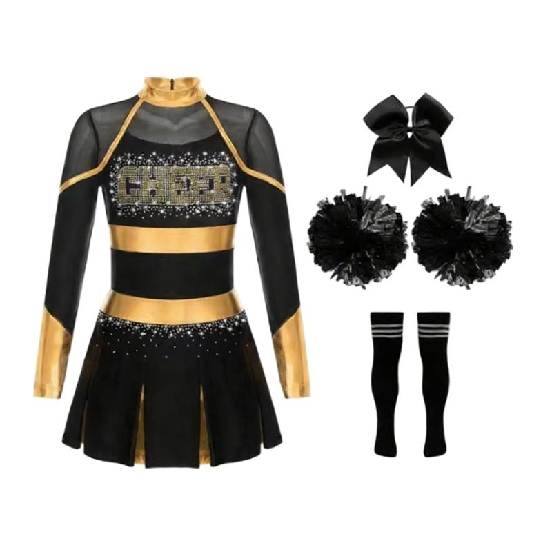 Kids Cheerleader Outfit Complete With Bowknot Headband And Striped Socks Great For Themed Parties And Stage Shows 110 чорний
Kids Cheerleader Outfit Complete With Bowknot Headband And Striped Socks Great For Themed Parties And Stage Shows 110 чорний