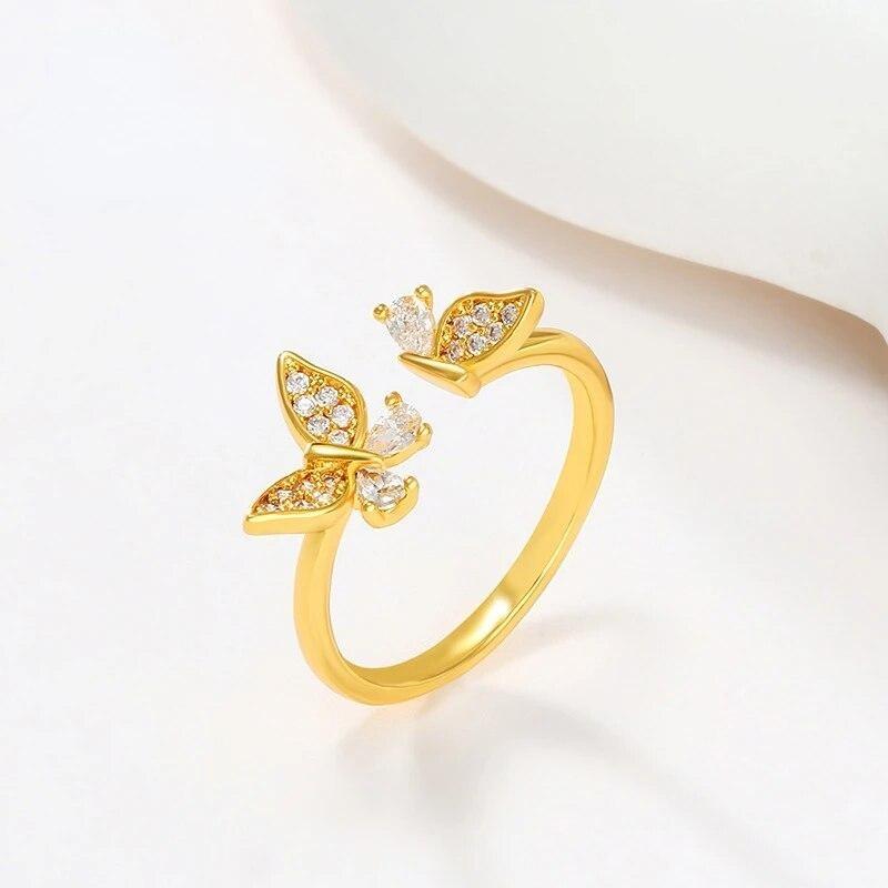 Shining U 24K Gold Color Butterfly Zircon Gems Open Ring for Women Fashion Jewelry Gift
Shining U 24K Gold Color Butterfly Zircon Gems Open Ring for Women Fashion Jewelry Gift