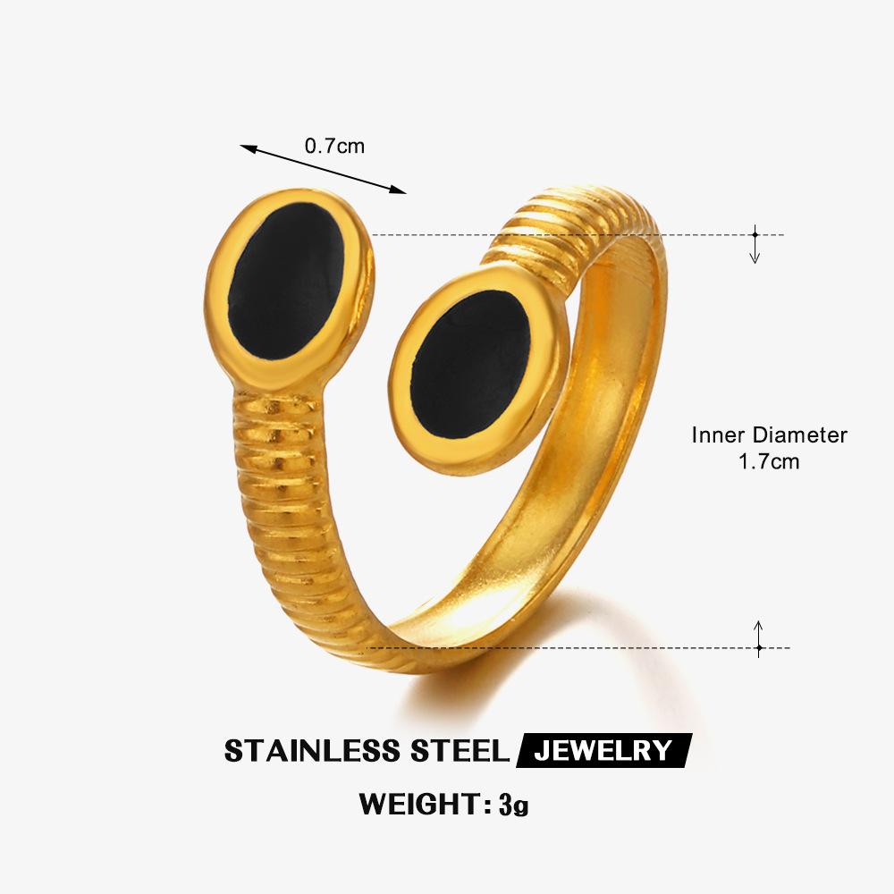 Double Oval Enamel Open Ring Women Stainless Steel Gold Color Trendy Finger Ring Minimalist Geometric Zircon Gift Wholesale Open чорний
Double Oval Enamel Open Ring Women Stainless Steel Gold Color Trendy Finger Ring Minimalist Geometric Zircon Gift Wholesale Open чорний