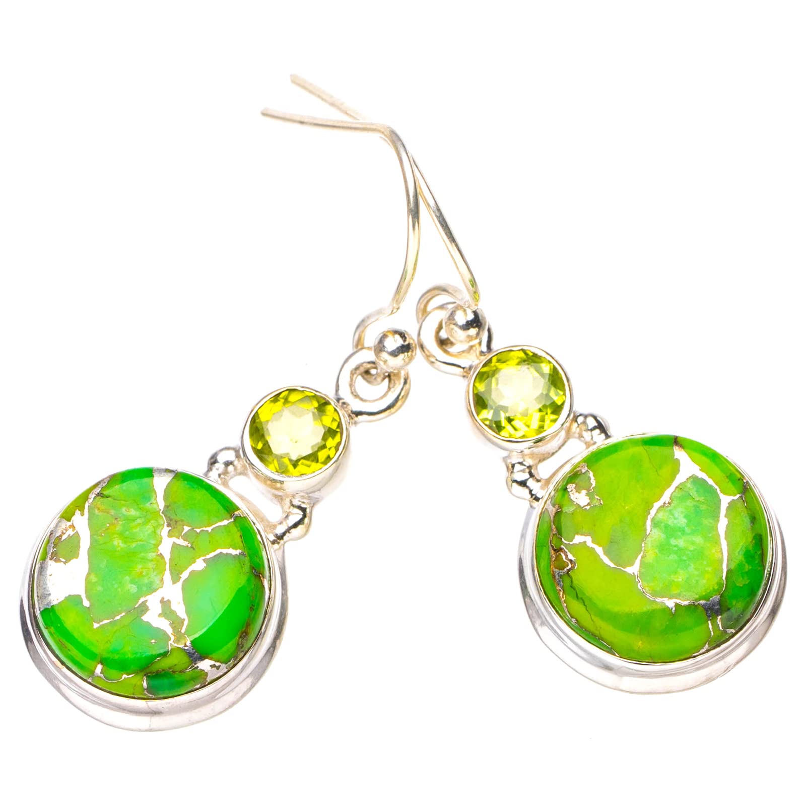 StarGems® Natural Copper Turquoise Peridot Handmade 925 Sterling Silver Earrings 1.5 E6899
StarGems® Natural Copper Turquoise Peridot Handmade 925 Sterling Silver Earrings 1.5 E6899