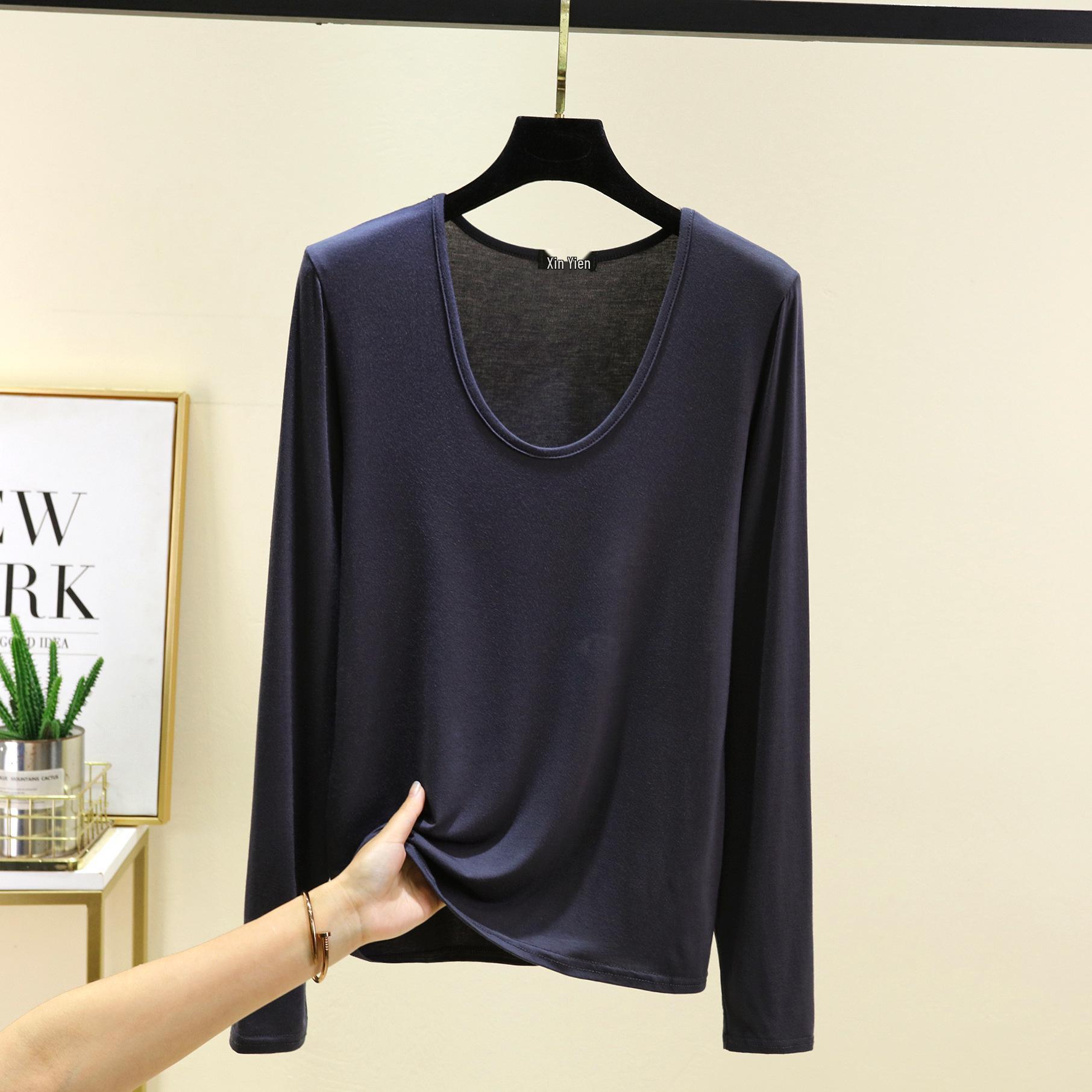 Женская однотонная базовая футболка с овальным вырезом и длинным рукавом - Повседневный топ на весну/осень 6XL
Женская однотонная базовая футболка с овальным вырезом и длинным рукавом - Повседневный топ на весну/осень 6XL