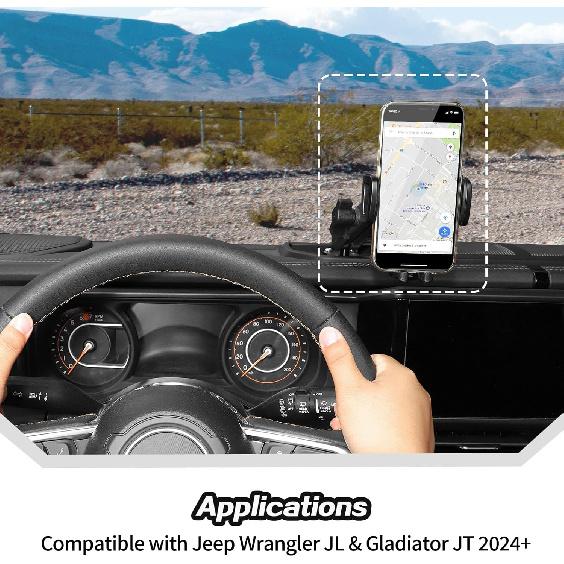 JeCar Dash Cell Phone Holder Mount for 2024+ Jeep Wrangler JL & Gladiator JT
JeCar Dash Cell Phone Holder Mount for 2024+ Jeep Wrangler JL & Gladiator JT