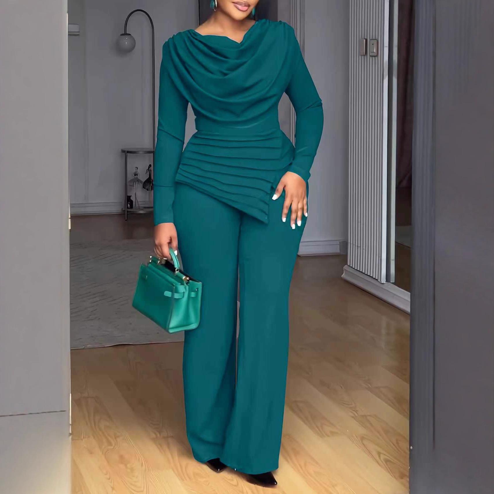 Womens Asymmetric Draped Long Sleeve Top and Wide Leg Pants Two Piece Set 5XL
Womens Asymmetric Draped Long Sleeve Top and Wide Leg Pants Two Piece Set 5XL