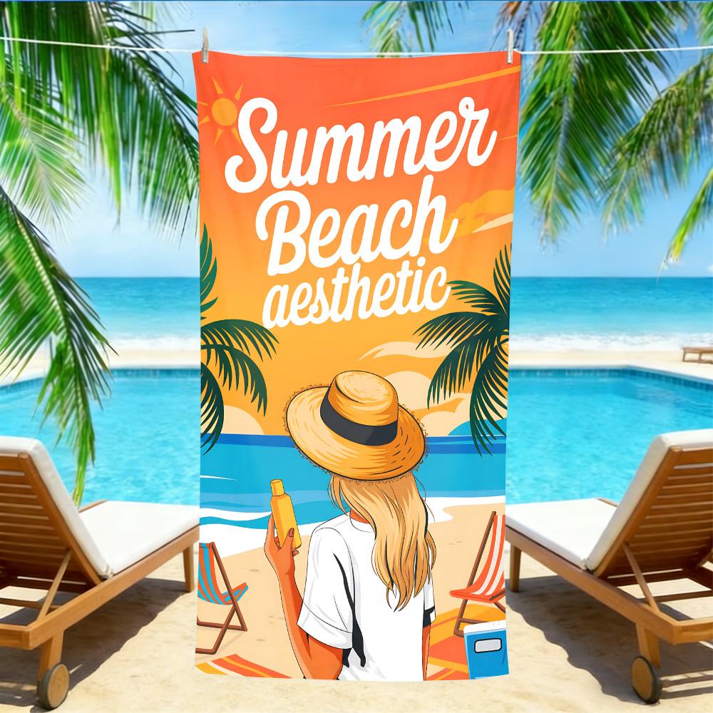 Summer Beach Aesthetic Beach Towel – Oversized Quick Dry Sand Free with Retro Sunset & Palm Tree Print W30*H60(CM)
Summer Beach Aesthetic Beach Towel – Oversized Quick Dry Sand Free with Retro Sunset & Palm Tree Print W30*H60(CM)