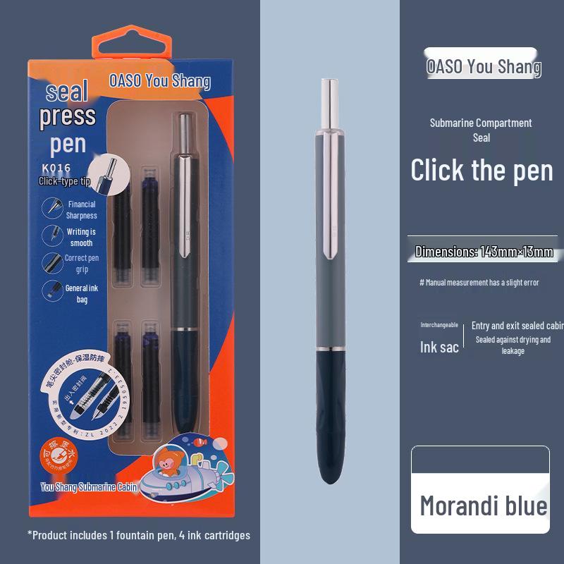 You Shang K016 Press-Activated Fountain Pen: Sealed, Automatic Design for Third Grade Students Character Practice 0.38mm/Blue-Black Ink Cartridge
You Shang K016 Press-Activated Fountain Pen: Sealed, Automatic Design for Third Grade Students Character Practice 0.38mm/Blue-Black Ink Cartridge
