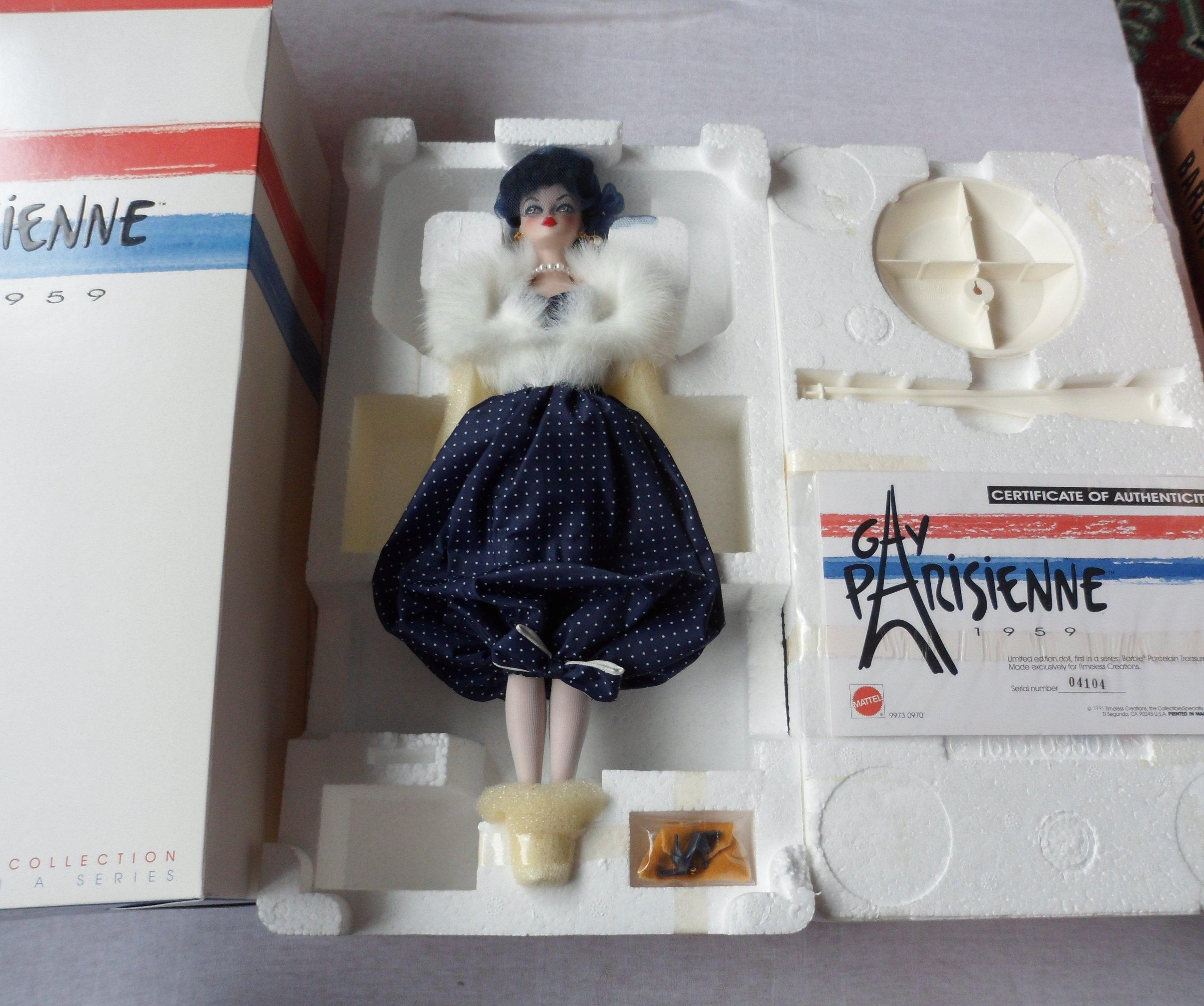 Barbie Porcelain Tresures Collection First In The Series Reprodution Gay Parisienne Limited Edition Doll By Mattel in 1991
Barbie Porcelain Tresures Collection First In The Series Reprodution Gay Parisienne Limited Edition Doll By Mattel in 1991