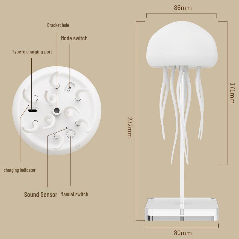 Sound-Activated Jellyfish LED Night Light - Creative Bedroom or Bedside Lamp for Unique Gift 0.5W
Sound-Activated Jellyfish LED Night Light - Creative Bedroom or Bedside Lamp for Unique Gift 0.5W