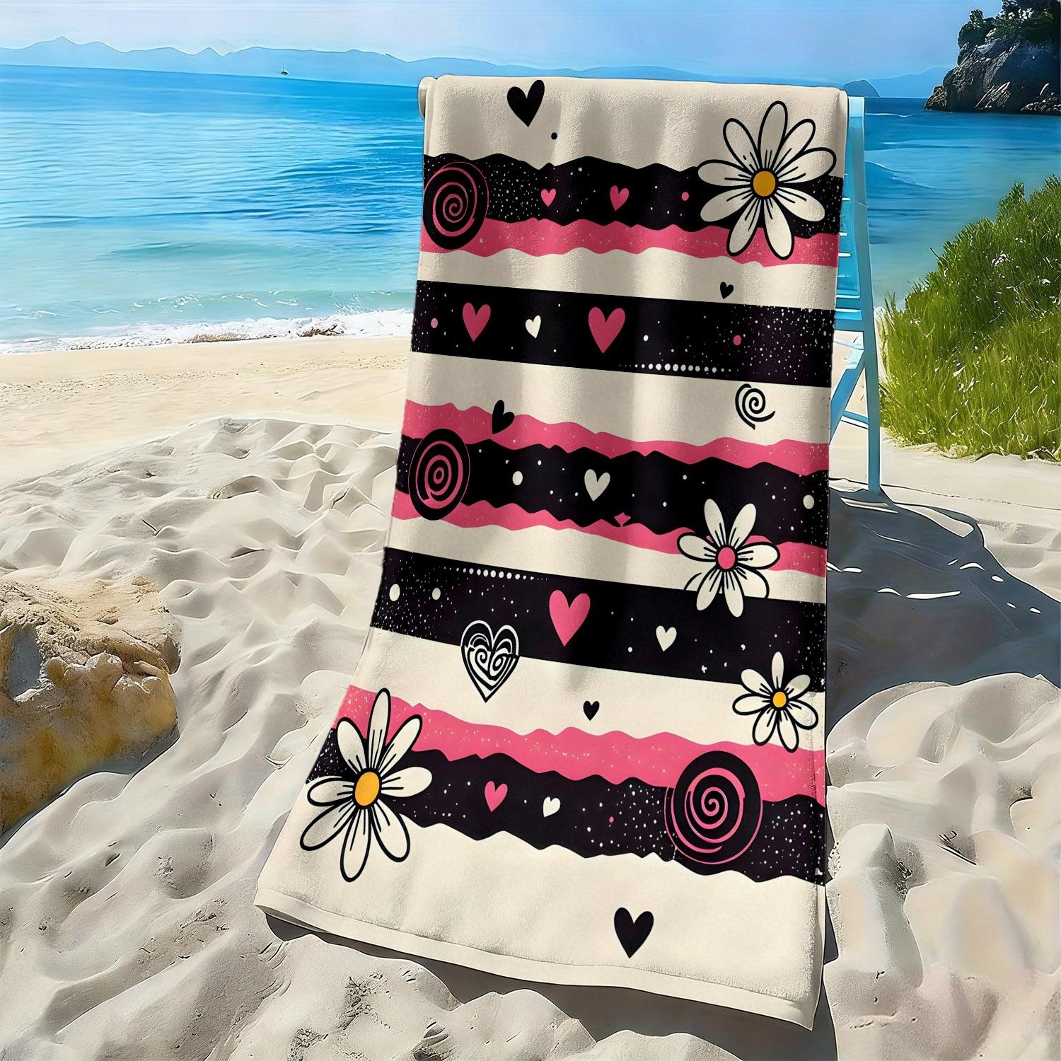 Cartoon striped flower heart colorful pattern polyester microfiber beach towel highly absorbent, suitable swimming beach outings W30*H60(CM)
Cartoon striped flower heart colorful pattern polyester microfiber beach towel highly absorbent, suitable swimming beach outings W30*H60(CM)