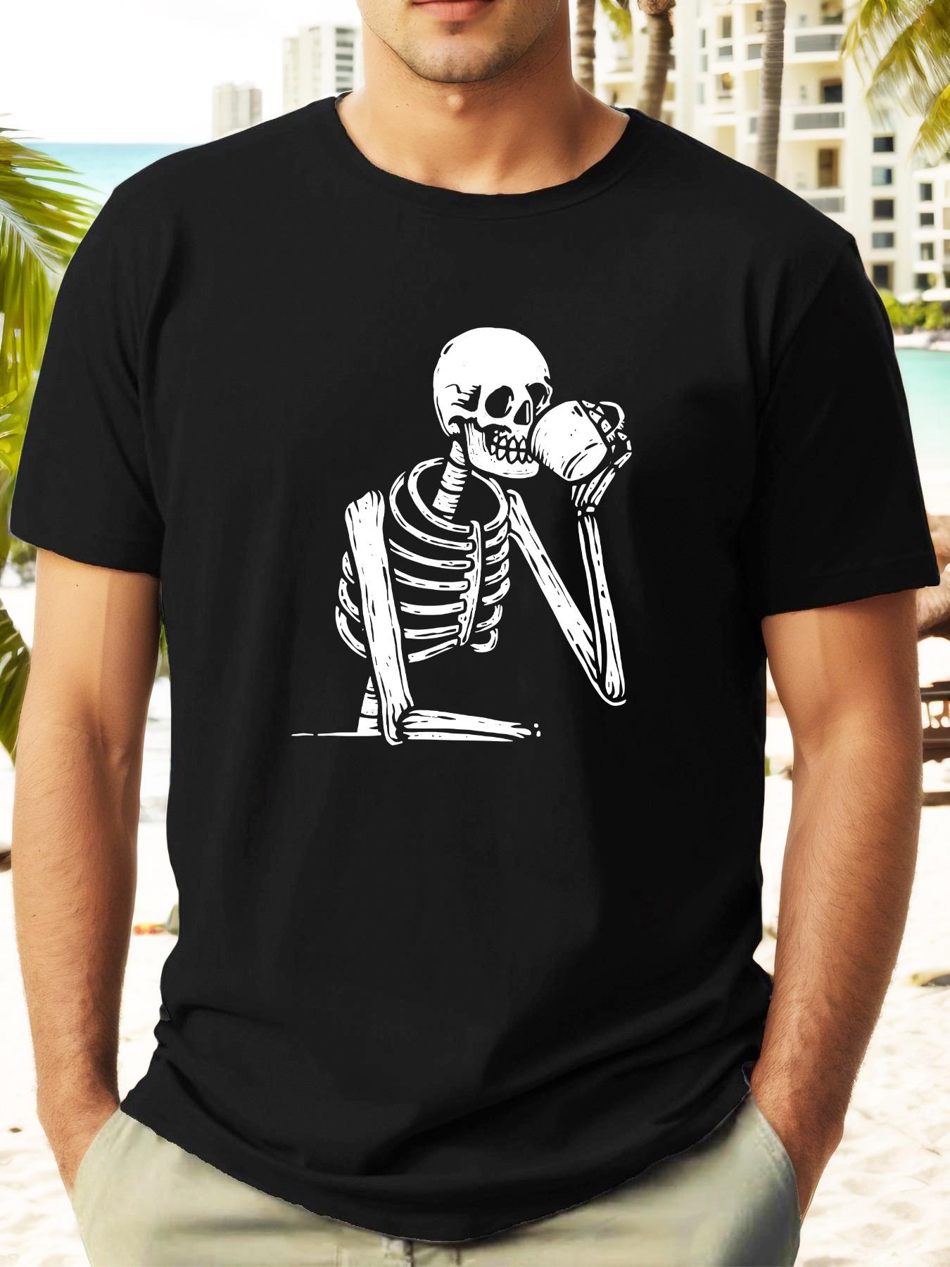 Casual Summer T-shirt with Skeleton Coffee Design - White XXL
Casual Summer T-shirt with Skeleton Coffee Design - White XXL