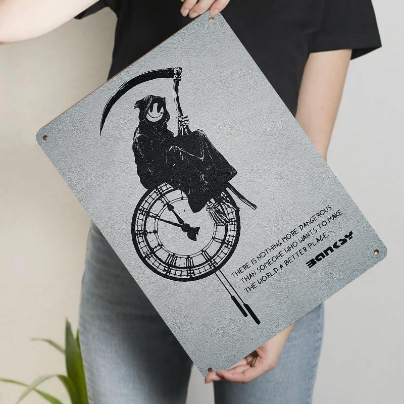 Banksy Reaper Clock Metal Wall Art Gothic Home Decor Vintage Style Iron Painting 20x30cm(7.8x11.8inch)
Banksy Reaper Clock Metal Wall Art Gothic Home Decor Vintage Style Iron Painting 20x30cm(7.8x11.8inch)