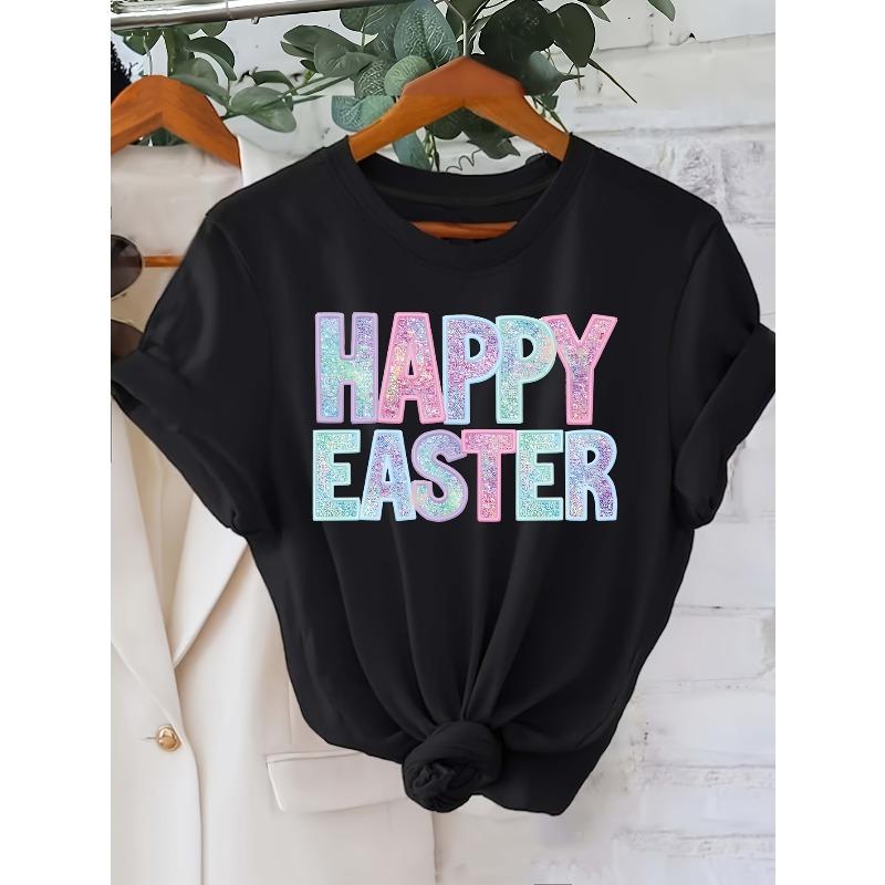 European size Women s Happy Easter Letter Print T-Shirt - Short Sleeve Crew Neck Spring Summer Top with HAPPY EASTER 4XL
European size Women s Happy Easter Letter Print T-Shirt - Short Sleeve Crew Neck Spring Summer Top with HAPPY EASTER 4XL