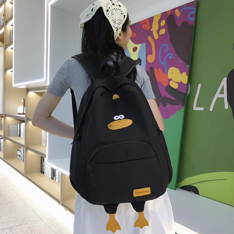 Детский рюкзак школьный для девочек мальчиков мультяшный утенок детские дорожные сумки портативные рюкзаки для начальной школы чёрный