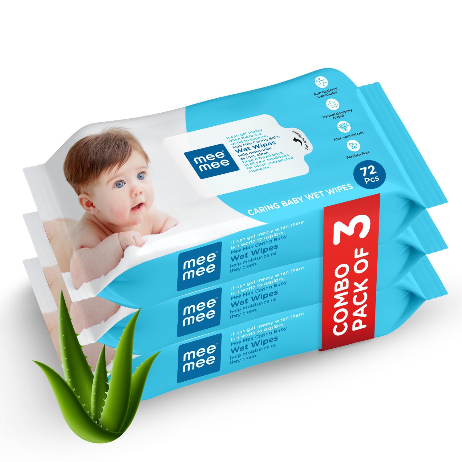 Mee Mee Baby Gentle Wet Wipes with Aloe Vera extracts, 72 counts, Pack of 3
Mee Mee Baby Gentle Wet Wipes with Aloe Vera extracts, 72 counts, Pack of 3