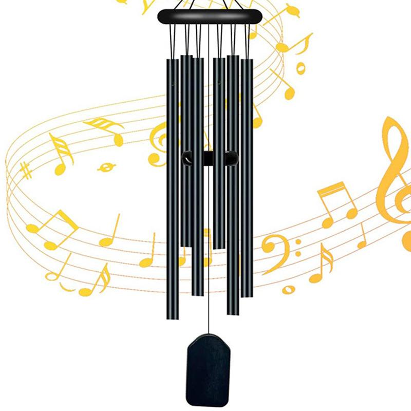 6 Tubes of Black Wind Chimes Rotating Solid Wood Outdoor Decoration Door Decoration Gift Wind Chimes 26*11*3.5
6 Tubes of Black Wind Chimes Rotating Solid Wood Outdoor Decoration Door Decoration Gift Wind Chimes 26*11*3.5