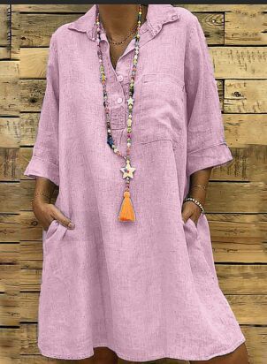 women s Solid Collar Half Button 3/4 Sleeve Pocket Loose Shirt Dress Plus Size Casual Tunic 5XL рожевий
women s Solid Collar Half Button 3/4 Sleeve Pocket Loose Shirt Dress Plus Size Casual Tunic 5XL рожевий