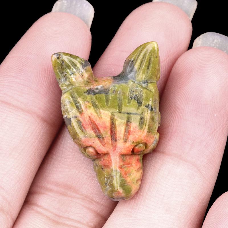 Amethyst Rose Quartz Tiger Eye Carved Wolf Head Ornament
Amethyst Rose Quartz Tiger Eye Carved Wolf Head Ornament