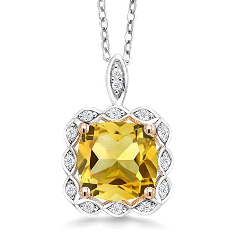 Huitan Trendy Graceful Lady Party Necklace with Bright Yellow Crystal Stone Delicate Design Pendant Accessories for Anniversary
Huitan Trendy Graceful Lady Party Necklace with Bright Yellow Crystal Stone Delicate Design Pendant Accessories for Anniversary