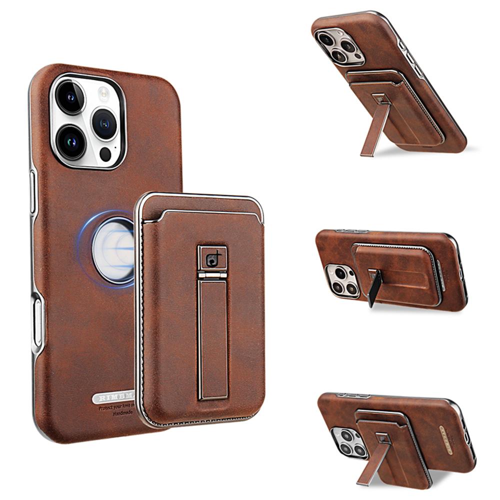 For iPhone 16 Pro Max Case with Card Holder Kickstand Leather Texture PC Matte Phone Cover Electroplated Dark Brown
For iPhone 16 Pro Max Case with Card Holder Kickstand Leather Texture PC Matte Phone Cover Electroplated Dark Brown