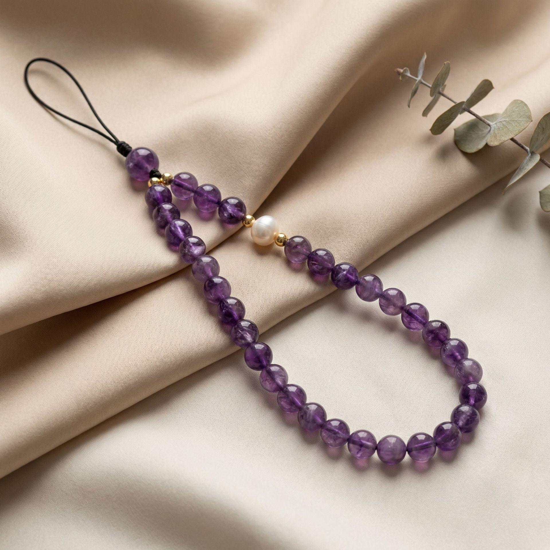 Amethyst phone lanyard wrist strap, thin bag phone case accessory, phone chain, wrist bead strap 6mm Round beads
Amethyst phone lanyard wrist strap, thin bag phone case accessory, phone chain, wrist bead strap 6mm Round beads
