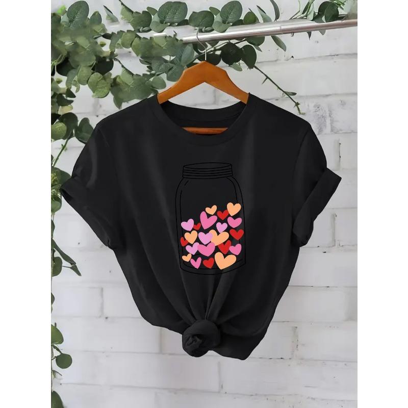 European Size Casual Women S Short Sleeve T-Shirt with Colorful Heart Pattern | Perfect for Valentine S Day Gift, Ideal for Spring/Summer 4XL чорний
European Size Casual Women S Short Sleeve T-Shirt with Colorful Heart Pattern | Perfect for Valentine S Day Gift, Ideal for Spring/Summer 4XL чорний