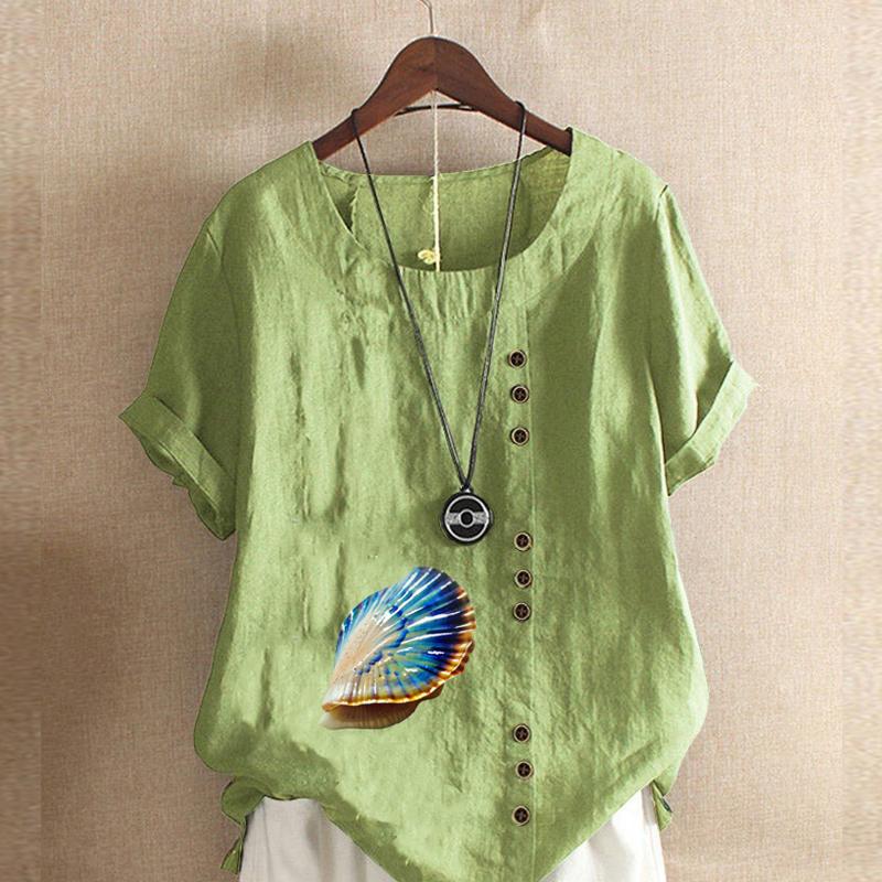 Женская модная футболка с круглым вырезом и коротким рукавом, повседневная хлопковая льняная рубашка с рисунком, летняя блузка с принтом, топы больших размеров 5XL зелёный
Женская модная футболка с круглым вырезом и коротким рукавом, повседневная хлопковая льняная рубашка с рисунком, летняя блузка с принтом, топы больших размеров 5XL зелёный