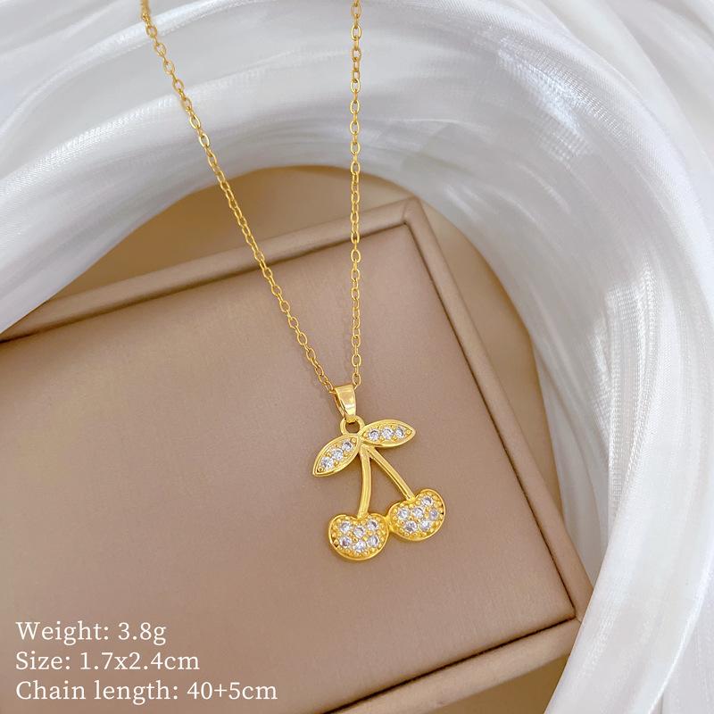 Stainless Steel Chain Necklace Cherry with Zircon Pendant Necklaces for Women Girls Cute Fruit Jewelry Accessories Gifts
Stainless Steel Chain Necklace Cherry with Zircon Pendant Necklaces for Women Girls Cute Fruit Jewelry Accessories Gifts