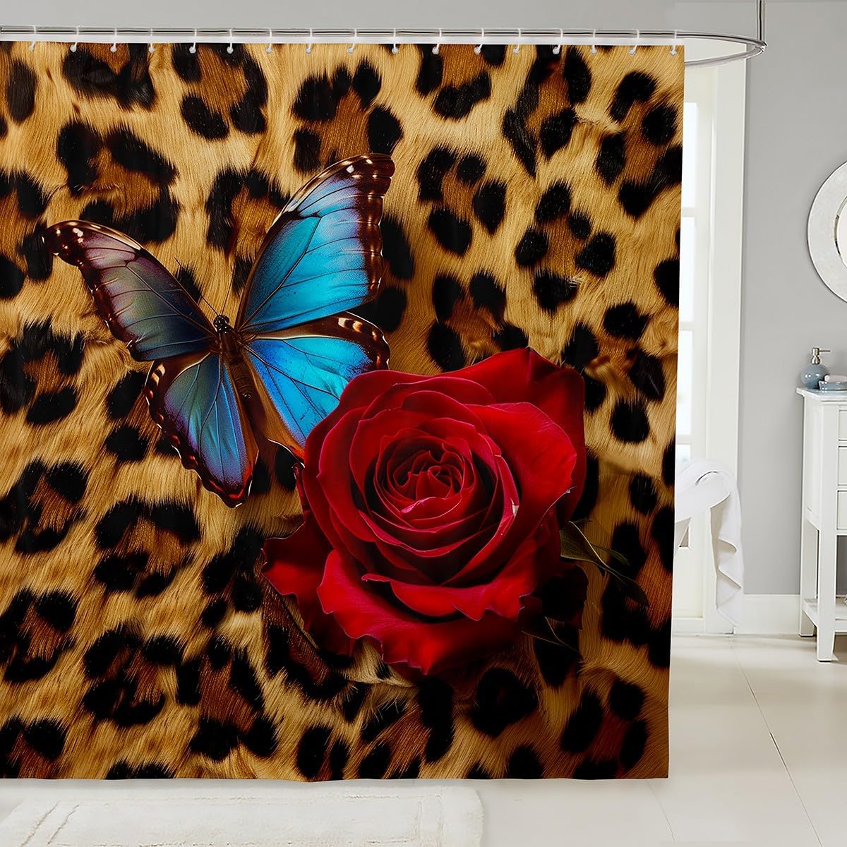 Brown Leopard Shower Curtain Blue Butterfly Red Flower Animal Floral Nature Home Bathroom Decor Hooks W60H190(CM)-1 Pcs
Brown Leopard Shower Curtain Blue Butterfly Red Flower Animal Floral Nature Home Bathroom Decor Hooks W60H190(CM)-1 Pcs