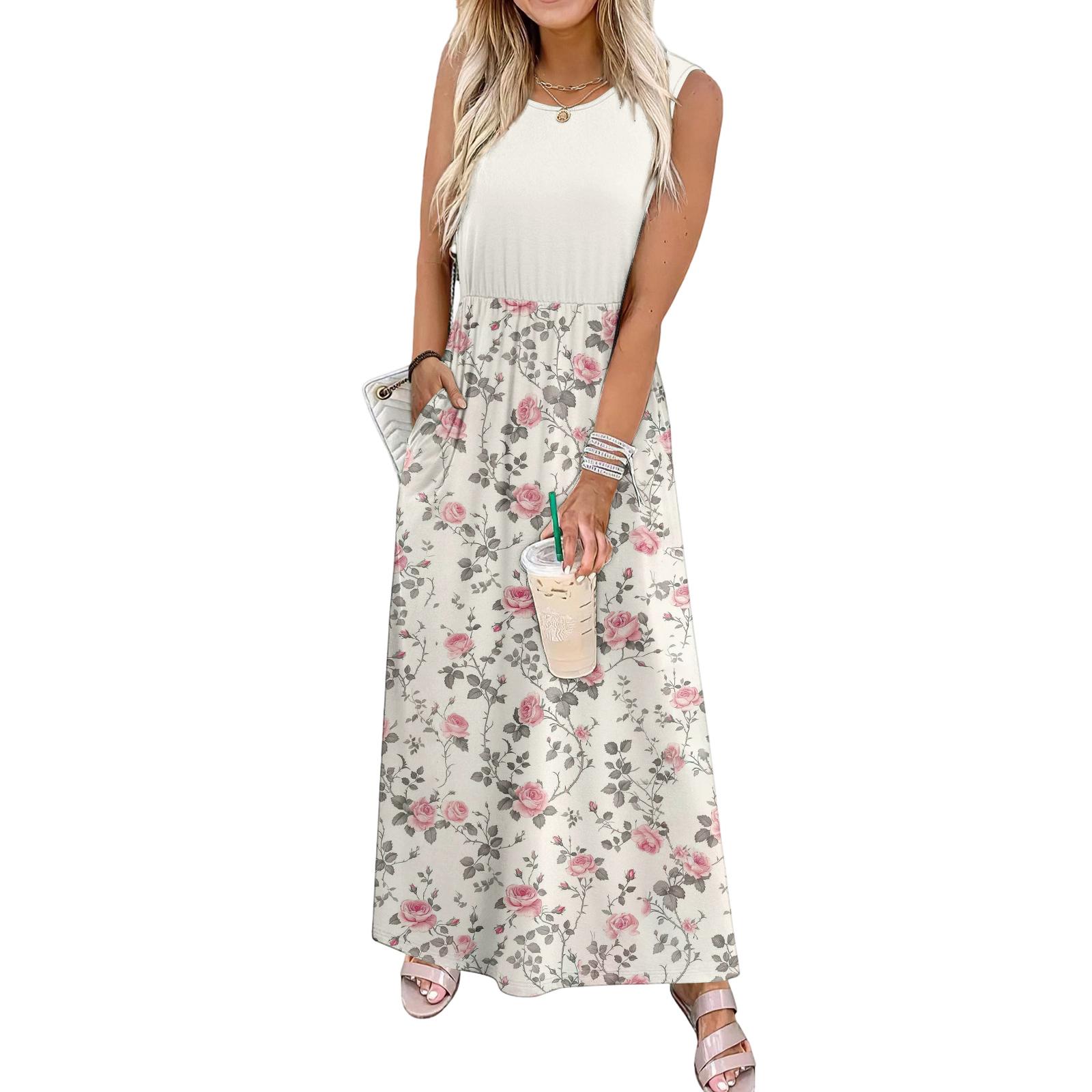 Sleeveless Maxi Dress with Round Neck and Floral Print Skirt Casual Loose Fit Soft Fabric for Daily Wear Vacation Office XL бежевый
Sleeveless Maxi Dress with Round Neck and Floral Print Skirt Casual Loose Fit Soft Fabric for Daily Wear Vacation Office XL бежевый
