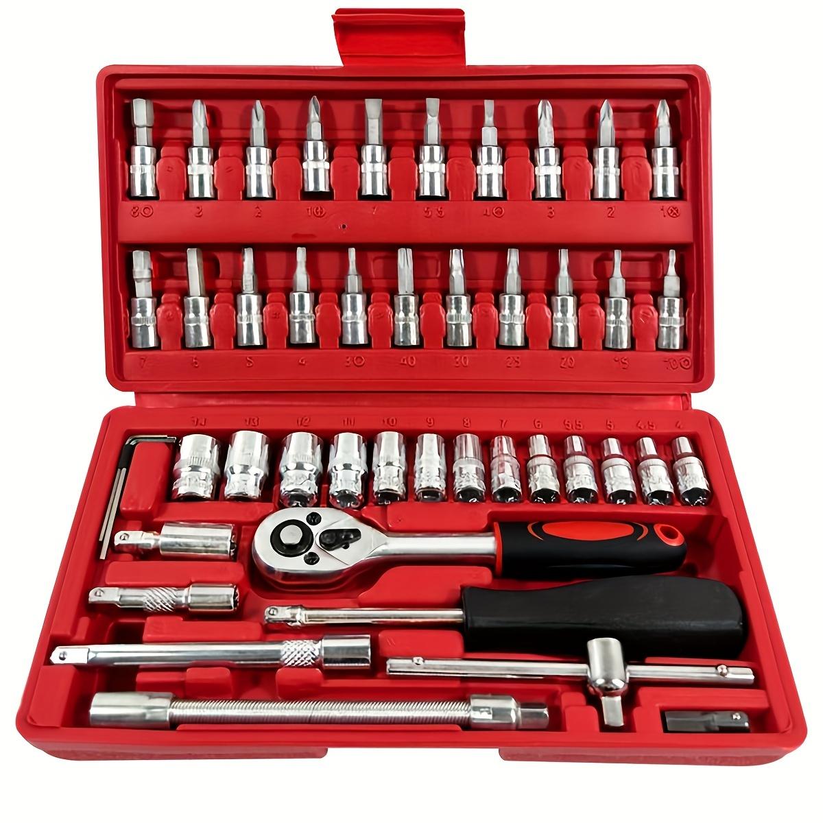46pcs Socket Set,1/4 Inch Drive Socket Ratchet Wrench Set Mechanic Tools Kit for Automotive Repair & Household,with Storage Case 46Pcs червоний
46pcs Socket Set,1/4 Inch Drive Socket Ratchet Wrench Set Mechanic Tools Kit for Automotive Repair & Household,with Storage Case 46Pcs червоний