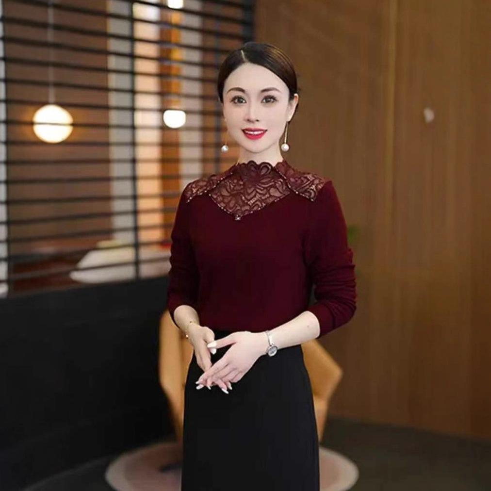 Women s Lace Base Layer T-Shirt - New Spring/Autumn Style, Long Sleeve, Stand Collar, Velvet, Slim Fit, Trendy Mom Wear, Warm 5XL (67.5-75 kg) вина червоного кольору
Women s Lace Base Layer T-Shirt - New Spring/Autumn Style, Long Sleeve, Stand Collar, Velvet, Slim Fit, Trendy Mom Wear, Warm 5XL (67.5-75 kg) вина червоного кольору