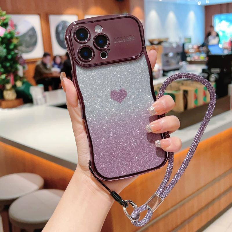 For iPhone 16 Pro Case with Strap Electroplating TPU Phone Cover Love Heart Gradient Glitter Dark Purple
For iPhone 16 Pro Case with Strap Electroplating TPU Phone Cover Love Heart Gradient Glitter Dark Purple
