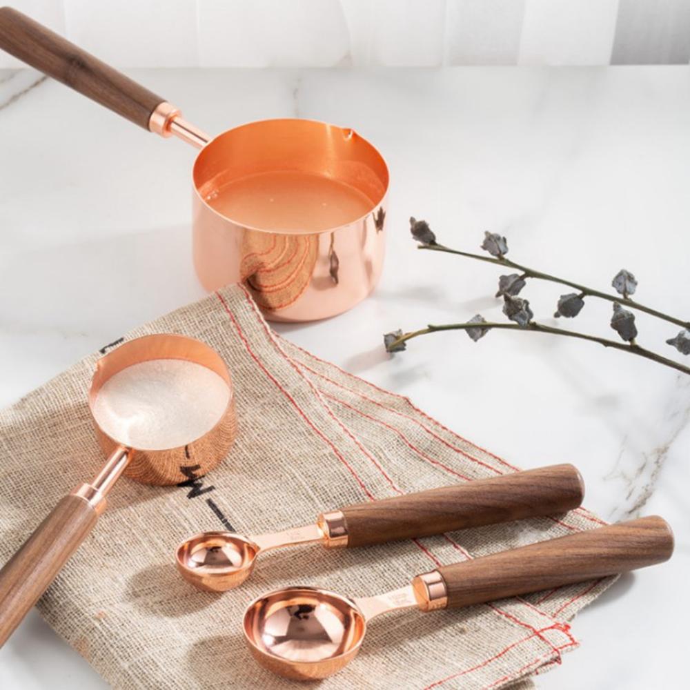 Stainless Steel Wooden Handle Rose Gold Measuring Spoons Set Sugar Scoop Baking Tool Measuring Cups
Stainless Steel Wooden Handle Rose Gold Measuring Spoons Set Sugar Scoop Baking Tool Measuring Cups