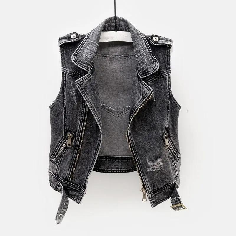 Women Gray Jean Cowboy Waistcoat Hole Denim Women Vest Female Spring Autumn Sleeveless Wild Tops Short Jacket Girls Ripped Vest M
Women Gray Jean Cowboy Waistcoat Hole Denim Women Vest Female Spring Autumn Sleeveless Wild Tops Short Jacket Girls Ripped Vest M