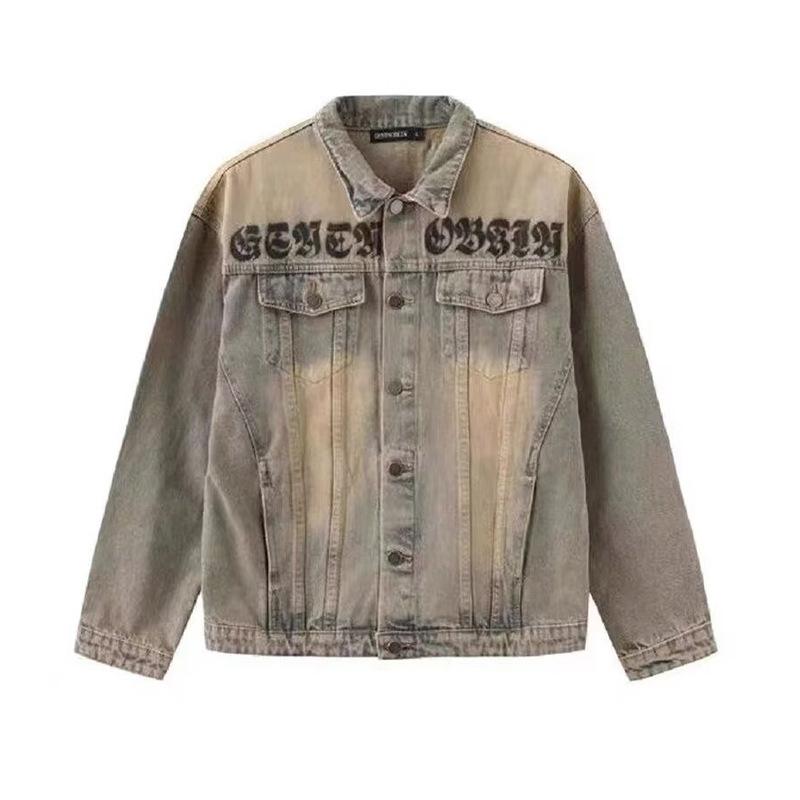 American retro washed old denim jacket men s spring and autumn trendy high street English printed ruffian handsome tooling jacket 3XL
American retro washed old denim jacket men s spring and autumn trendy high street English printed ruffian handsome tooling jacket 3XL
