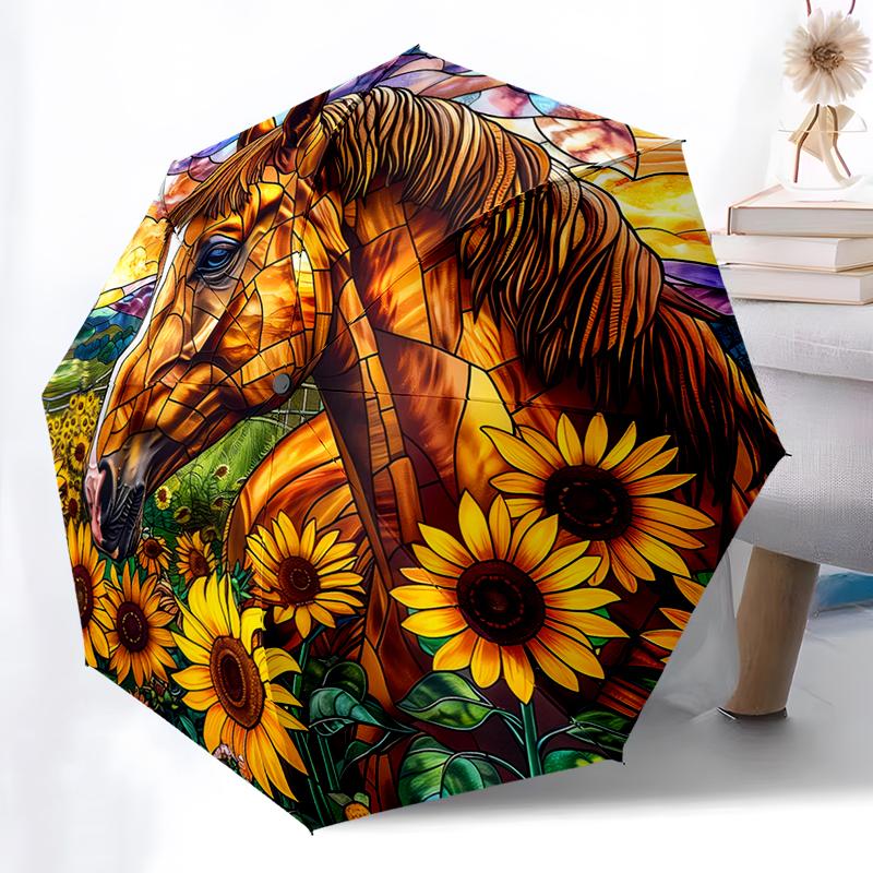Horse Theme Folding Umbrella - Fashionable Auto-Open Design 8 Iron Ribs Plastic Handle Foldable Sunshade Perfect Christmas Gifts
Horse Theme Folding Umbrella - Fashionable Auto-Open Design 8 Iron Ribs Plastic Handle Foldable Sunshade Perfect Christmas Gifts
