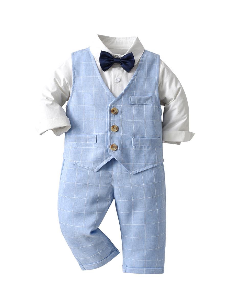 Kids British Gentleman Plaid Three-Piece Set - Baby Boys Long Sleeve Outfit for Spring & Autumn 120cm/3-4Y/0.35kg синій
Kids British Gentleman Plaid Three-Piece Set - Baby Boys Long Sleeve Outfit for Spring & Autumn 120cm/3-4Y/0.35kg синій