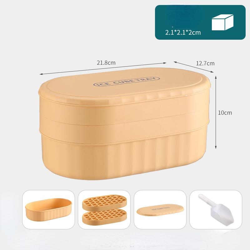 Новый пластиковый лоток для льда, 72 сетки, пищевая форма для кубиков льда, контейнер для приготовления льда большой емкости, ящик для хранения льда, артефакт на холодильнике yellow