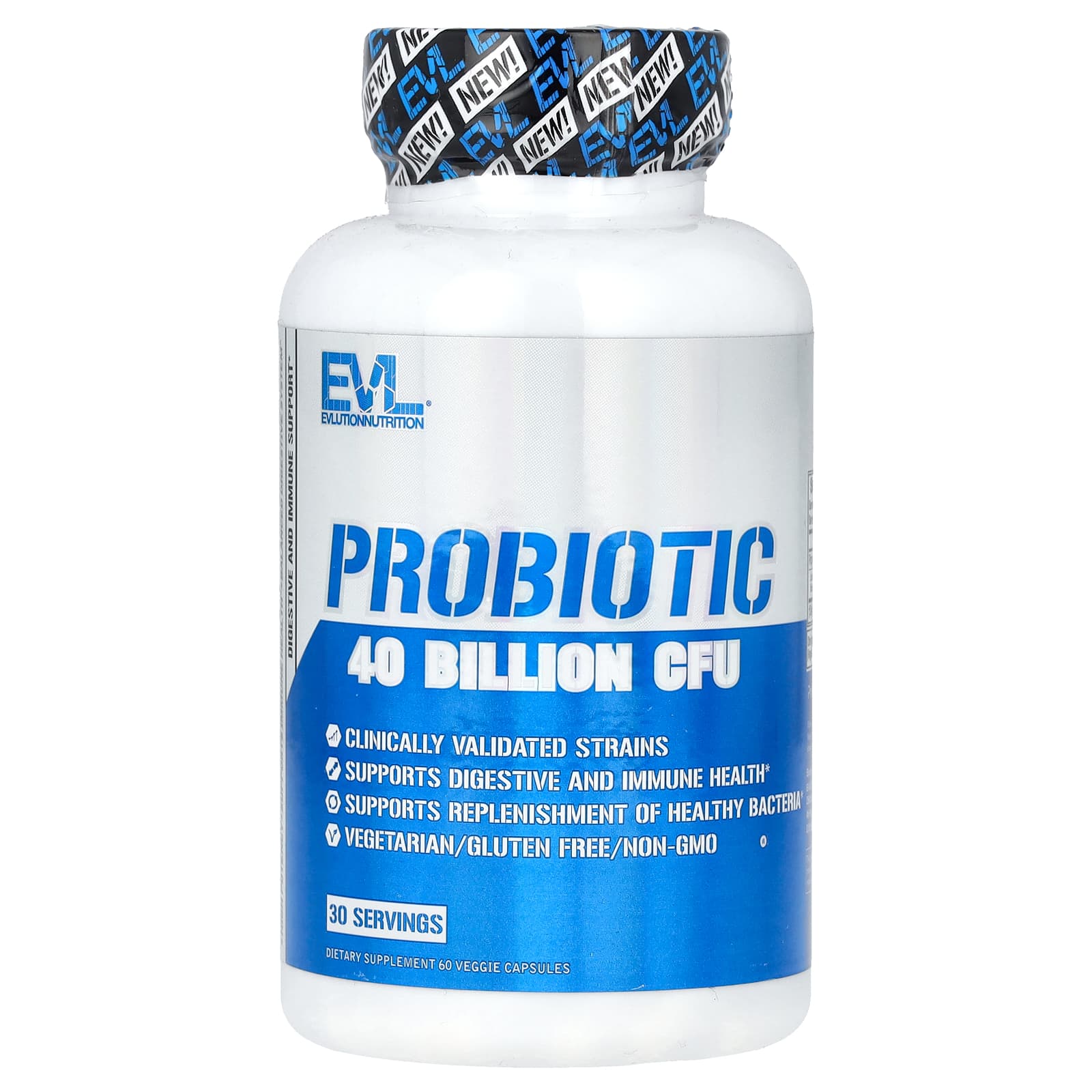 EVLution Nutrition, Пробіотик, 40 мільярдів, 60 вегетаріанських капсул (20 мільярдів КУО на капсулу)
EVLution Nutrition, Пробіотик, 40 мільярдів, 60 вегетаріанських капсул (20 мільярдів КУО на капсулу)
