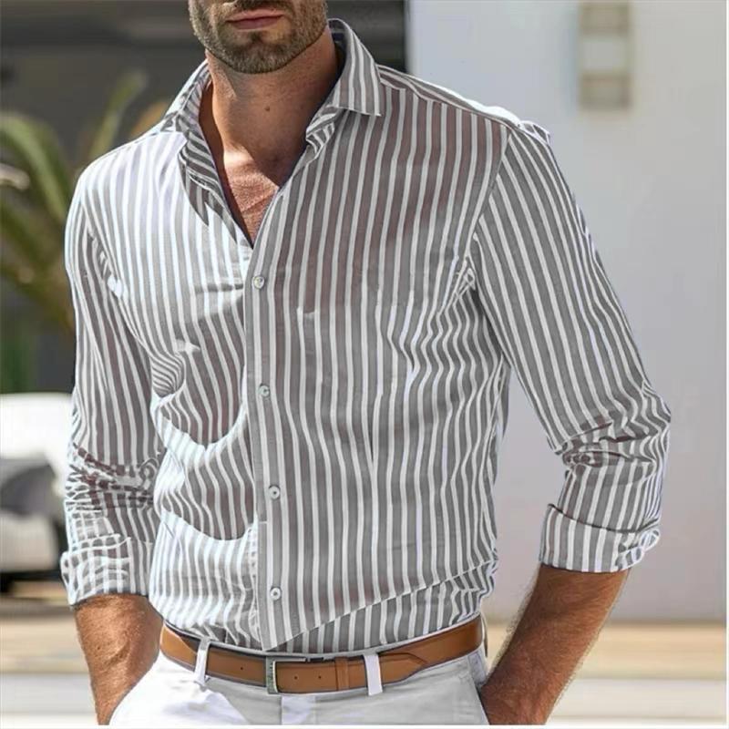 New Men s Shirt, Long-sleeved Shirt Strip Single-breasted Shirt Loose Style Business Office Spring Shirt Xs-6xl Fashion Casual S
New Men s Shirt, Long-sleeved Shirt Strip Single-breasted Shirt Loose Style Business Office Spring Shirt Xs-6xl Fashion Casual S