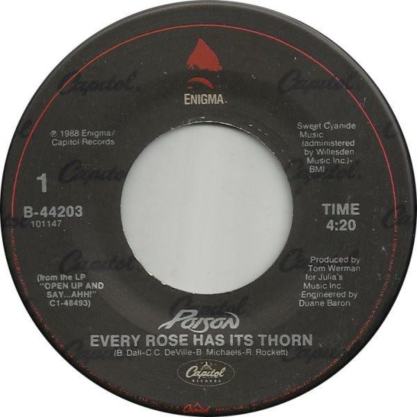 7inch Record POISON 3 Every Rose Has Its Thorn B44203 Enigma 1988 US Rock Used
7inch Record POISON 3 Every Rose Has Its Thorn B44203 Enigma 1988 US Rock Used