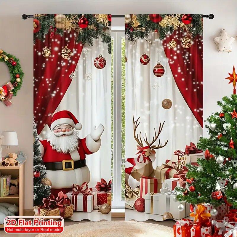 Christmas Santa Claus Print Curtains Pole Bag Home Decoration Room Curtain Set Of 2 Made Polyester Washable W100*H70(CM)-Hooks&1PCS
Christmas Santa Claus Print Curtains Pole Bag Home Decoration Room Curtain Set Of 2 Made Polyester Washable W100*H70(CM)-Hooks&1PCS
