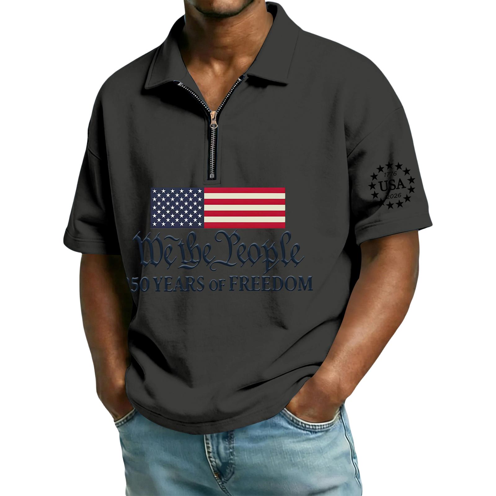 Men s Short Sleeve Polo Shirt with Zipper Collar We the 50 Years of Print USA Flag Graphic Top XL
Men s Short Sleeve Polo Shirt with Zipper Collar We the 50 Years of Print USA Flag Graphic Top XL