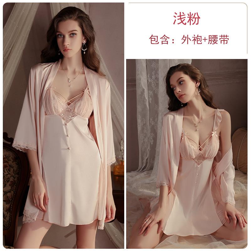 Ladies underwear sweet flying sleeves gather and add chest pads sexy satin nightdress open robe women s suit one size fits all
Ladies underwear sweet flying sleeves gather and add chest pads sexy satin nightdress open robe women s suit one size fits all