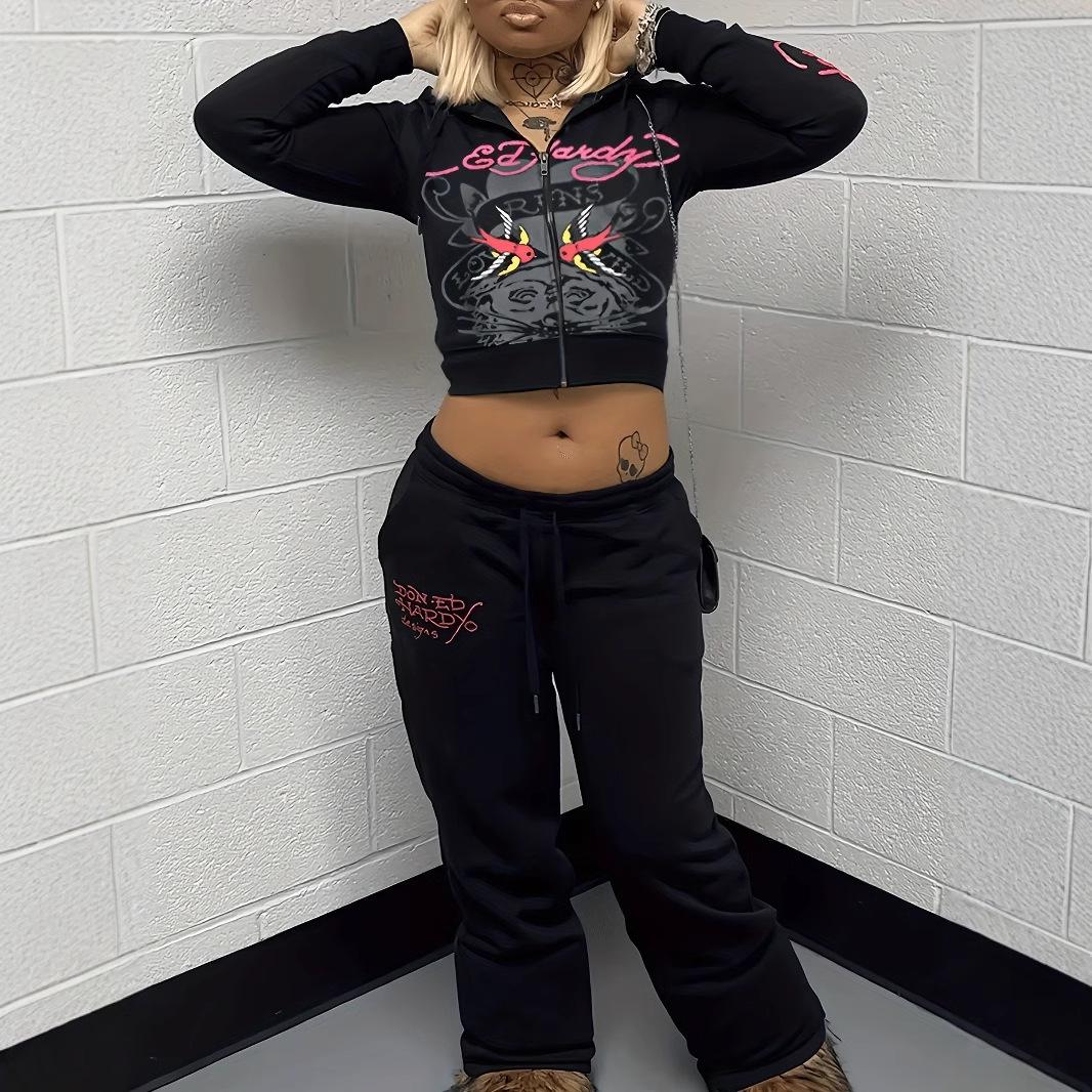 Европейский и американский модный принт свитшот на молнии для женщин Small чёрный
Европейский и американский модный принт свитшот на молнии для женщин Small чёрный