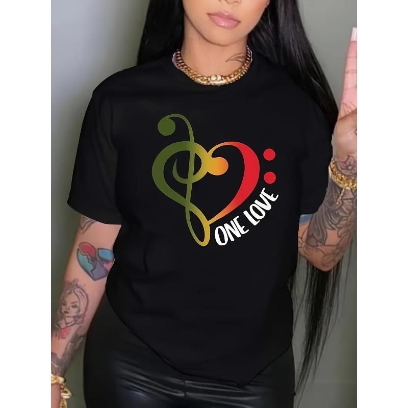 Love and Music Symbol Pattern T-Shirt - Soft everyday T-shirt, comfortable fit, breathable material, short-sleeved top, for ladies 4XL
Love and Music Symbol Pattern T-Shirt - Soft everyday T-shirt, comfortable fit, breathable material, short-sleeved top, for ladies 4XL