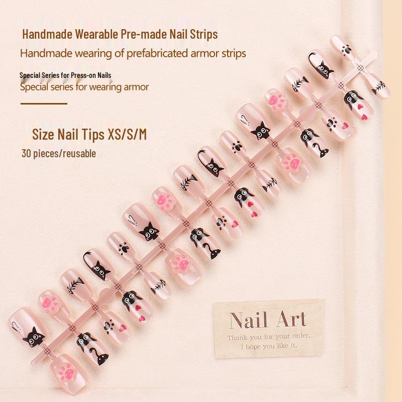 30-Piece Heart & Cat Paw Wearable Nail Art Stickers - Short, Handmade Cat Eye False Nails.
30-Piece Heart & Cat Paw Wearable Nail Art Stickers - Short, Handmade Cat Eye False Nails.
