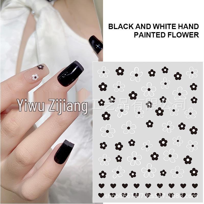 Black & White Hand-Painted Flower Nail Stickers - Sweet & Cool Five-Petal Camellia Design
Black & White Hand-Painted Flower Nail Stickers - Sweet & Cool Five-Petal Camellia Design