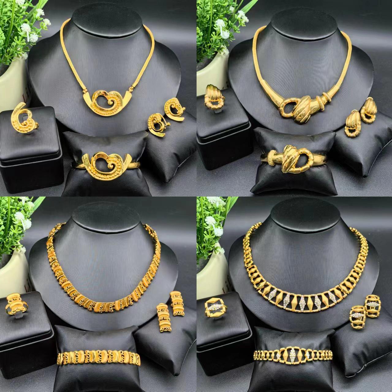 Dubai 24k Gold Plated Jewelry Set: Pendant, Earrings, Bracelet, Ring - Ideal for Indian & African Brides 24k Gold Plated
Dubai 24k Gold Plated Jewelry Set: Pendant, Earrings, Bracelet, Ring - Ideal for Indian & African Brides 24k Gold Plated