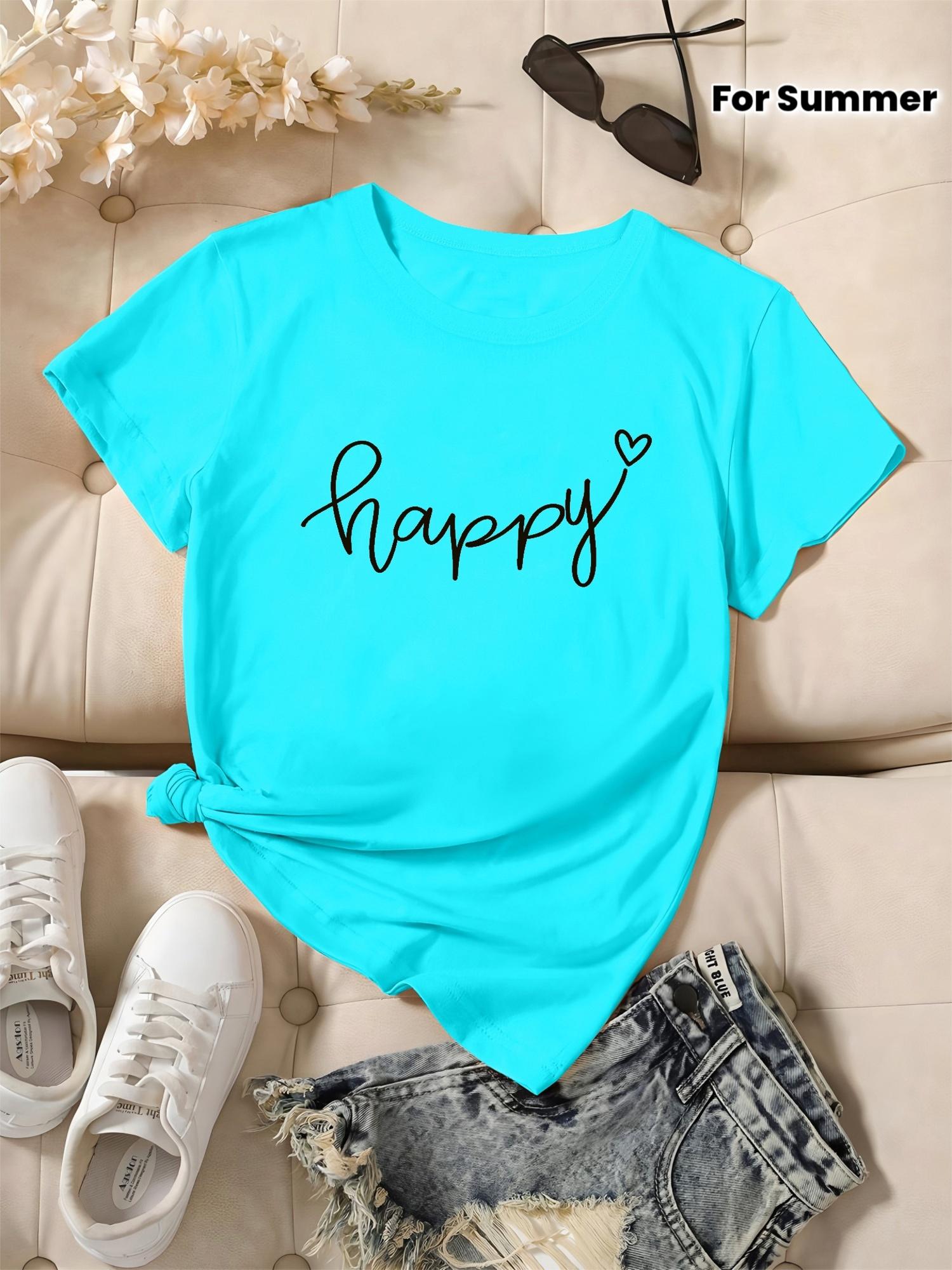 Women s Turquoise Elegant Round Neck Short Sleeve T-Shirt - Happy Heart Graphic Print. Breathable Polyester. Machine Washable Spring Summer Casual Top L дубильна кора
Women s Turquoise Elegant Round Neck Short Sleeve T-Shirt - Happy Heart Graphic Print. Breathable Polyester. Machine Washable Spring Summer Casual Top L дубильна кора